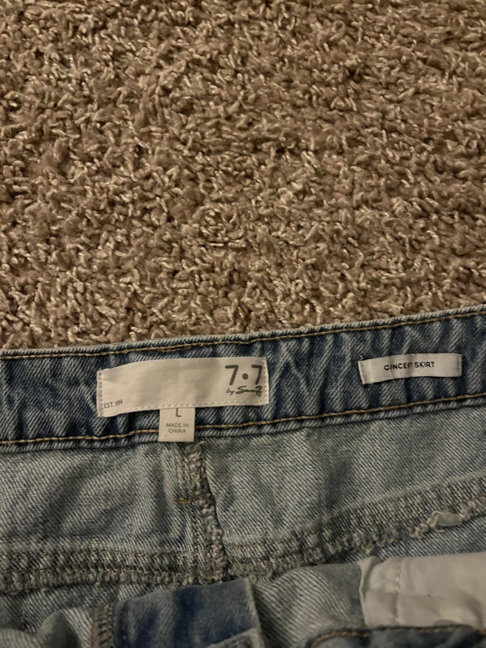 Light Blue Distressed Denim Mini Skirt - Picture 2 of 7